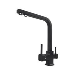 Su Arıtma Cihazı İçin 3 Yollu Kare Mat Siyah Musluk