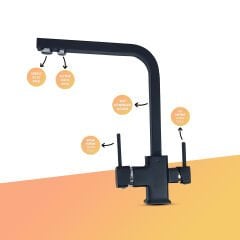 Su Arıtma Cihazı İçin 3 Yollu Kare Mat Siyah Musluk