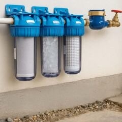 10 İnç Üçlü Dolu Tesisat Housing - Bina Girişi Filtrasyon Sistemi (Filtreler Dahil)