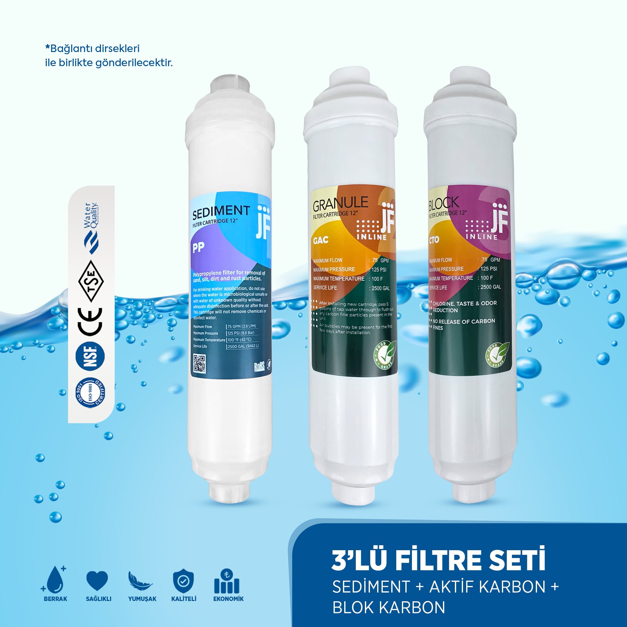 3'lü İnline ES Filtre Seti